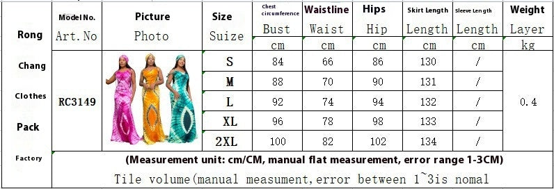 Printed Suspenders Slim Fit Long Dress with Vibrant Rainbow Pattern