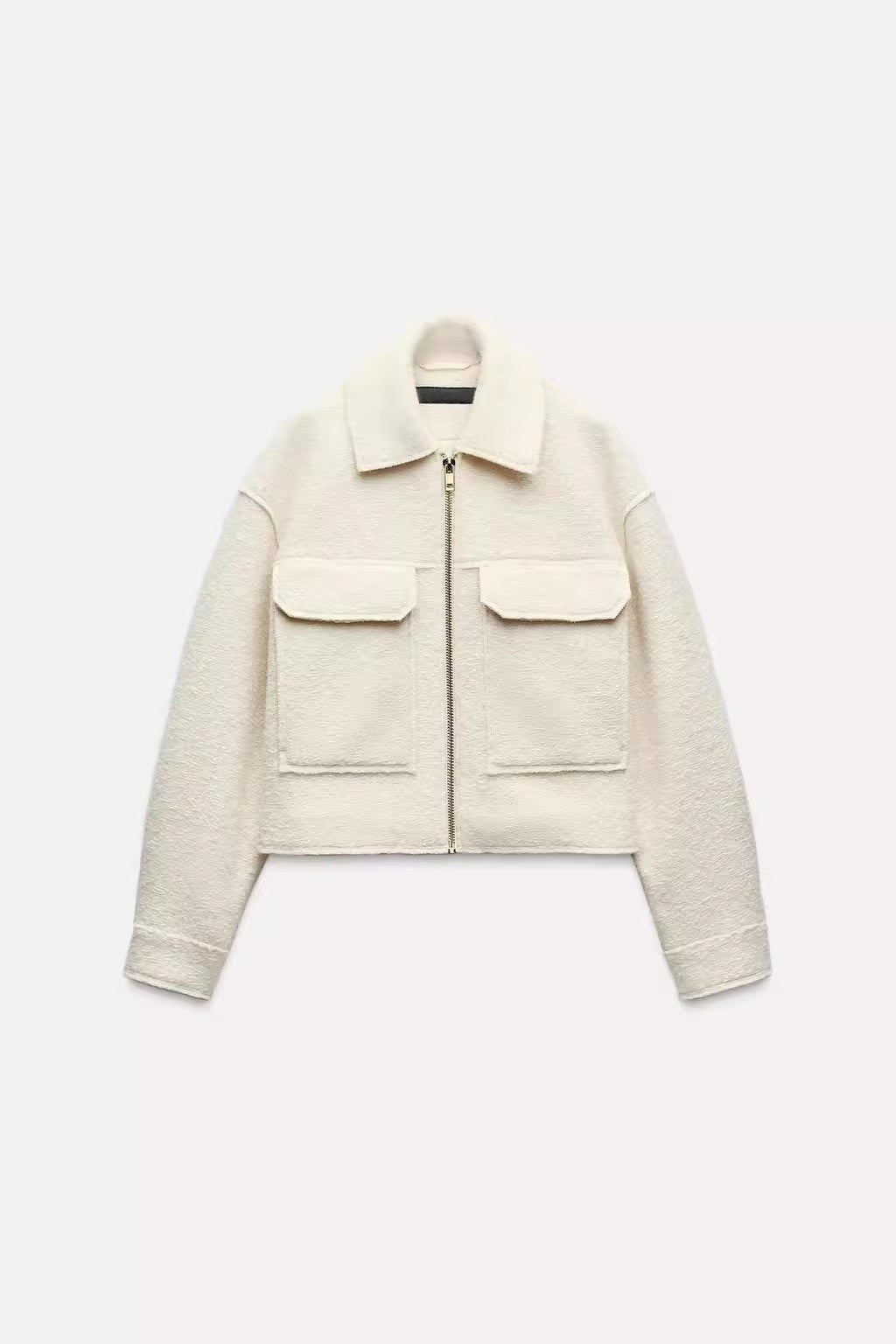 Beaded Leather Jacket with Large Pockets and Lapel Style