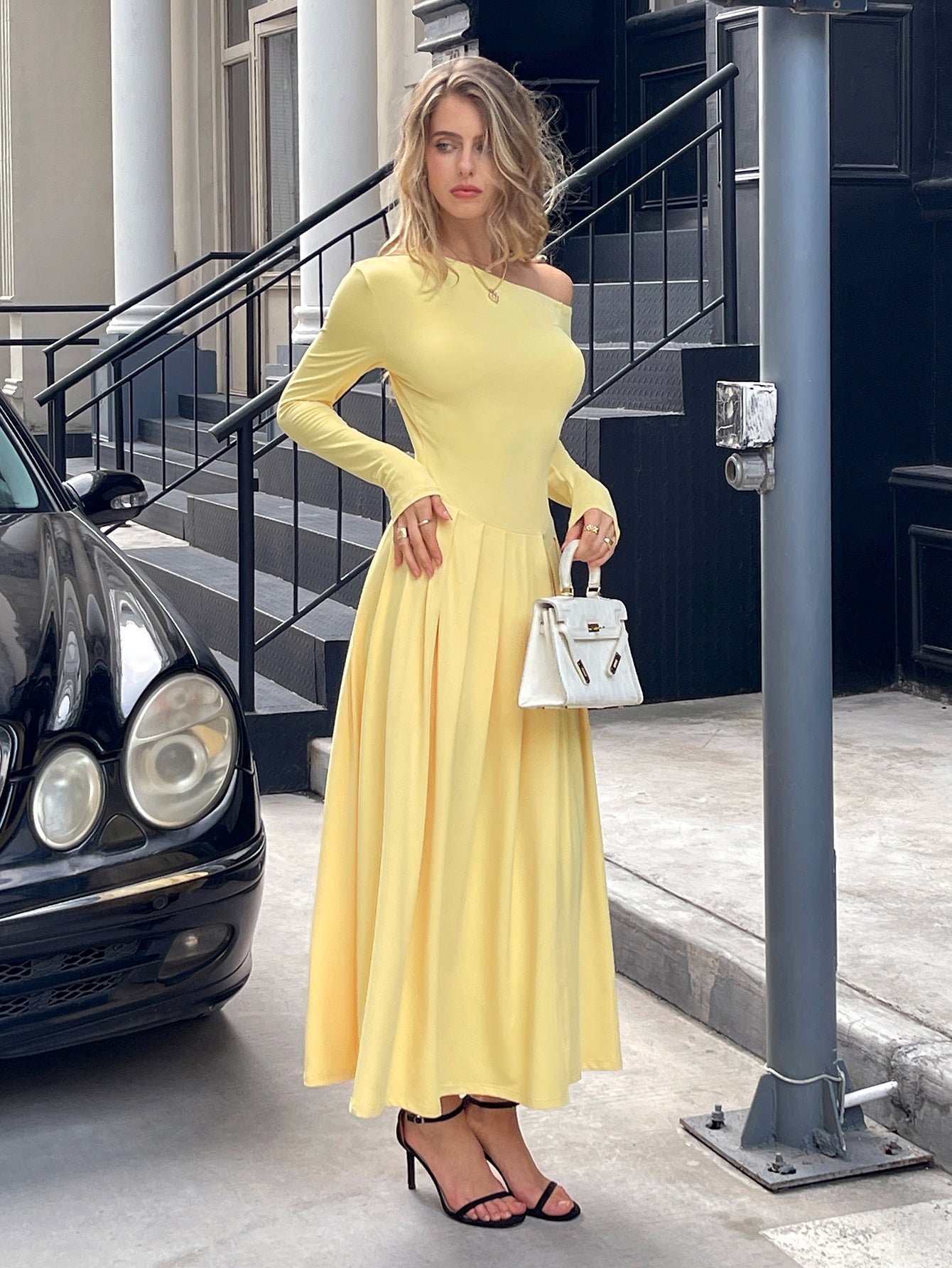 High Waist Long Skirt Dress with Versatile A-Line Style