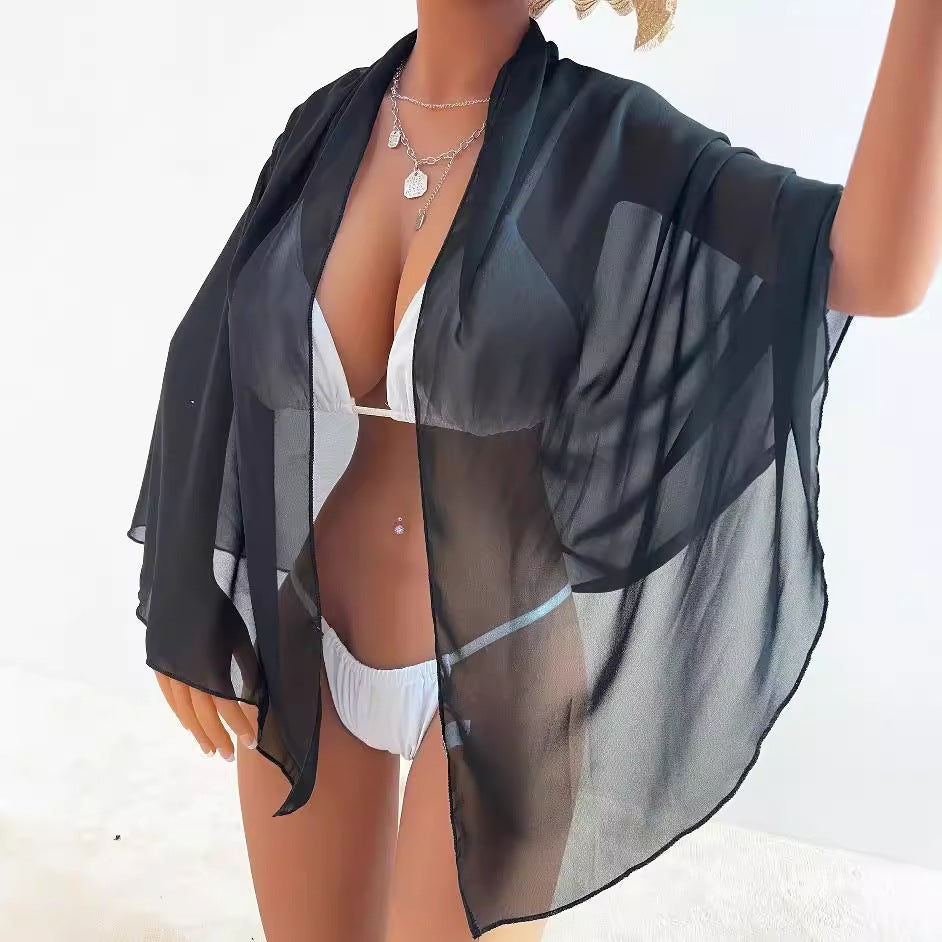 Chiffon See-through Sexy Skirt with Elastic Waistband