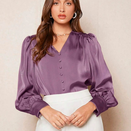 Satin Top with Button Detail for Effortless Style and Comfort