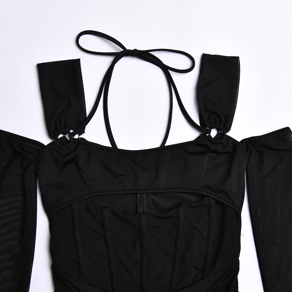 Sling Tight Dress with Backless Mesh Design for Stunning Events