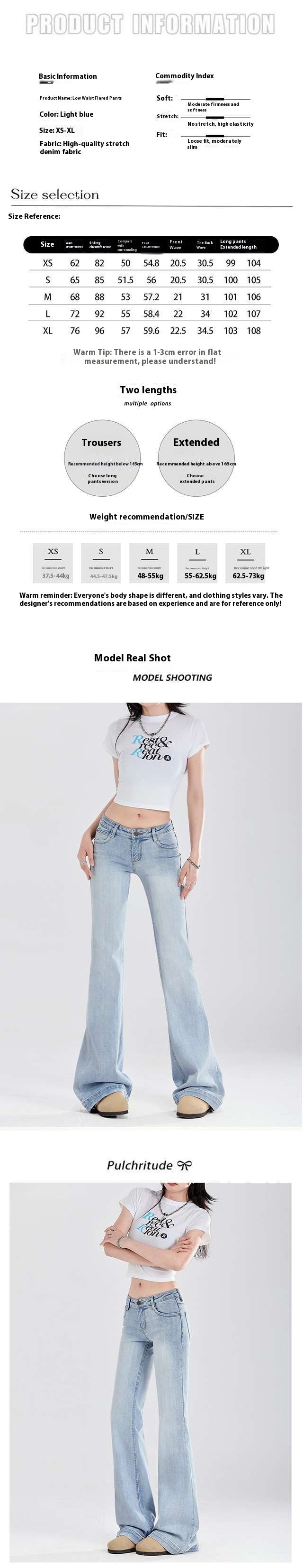 Bell-bottom Pants with Slim Fit and Micro-elastic Cotton Fabric