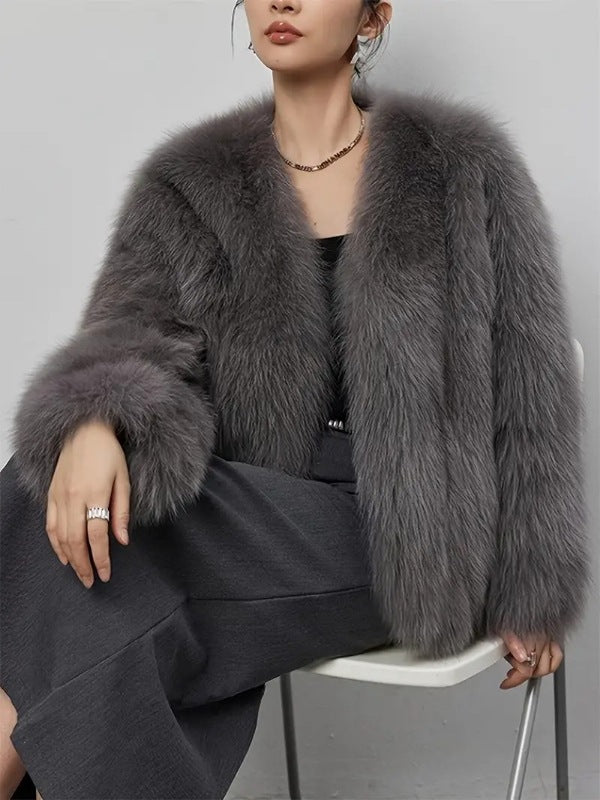 Artificial Fur Coat with Trendy Pocket Design for Stylish Outfits