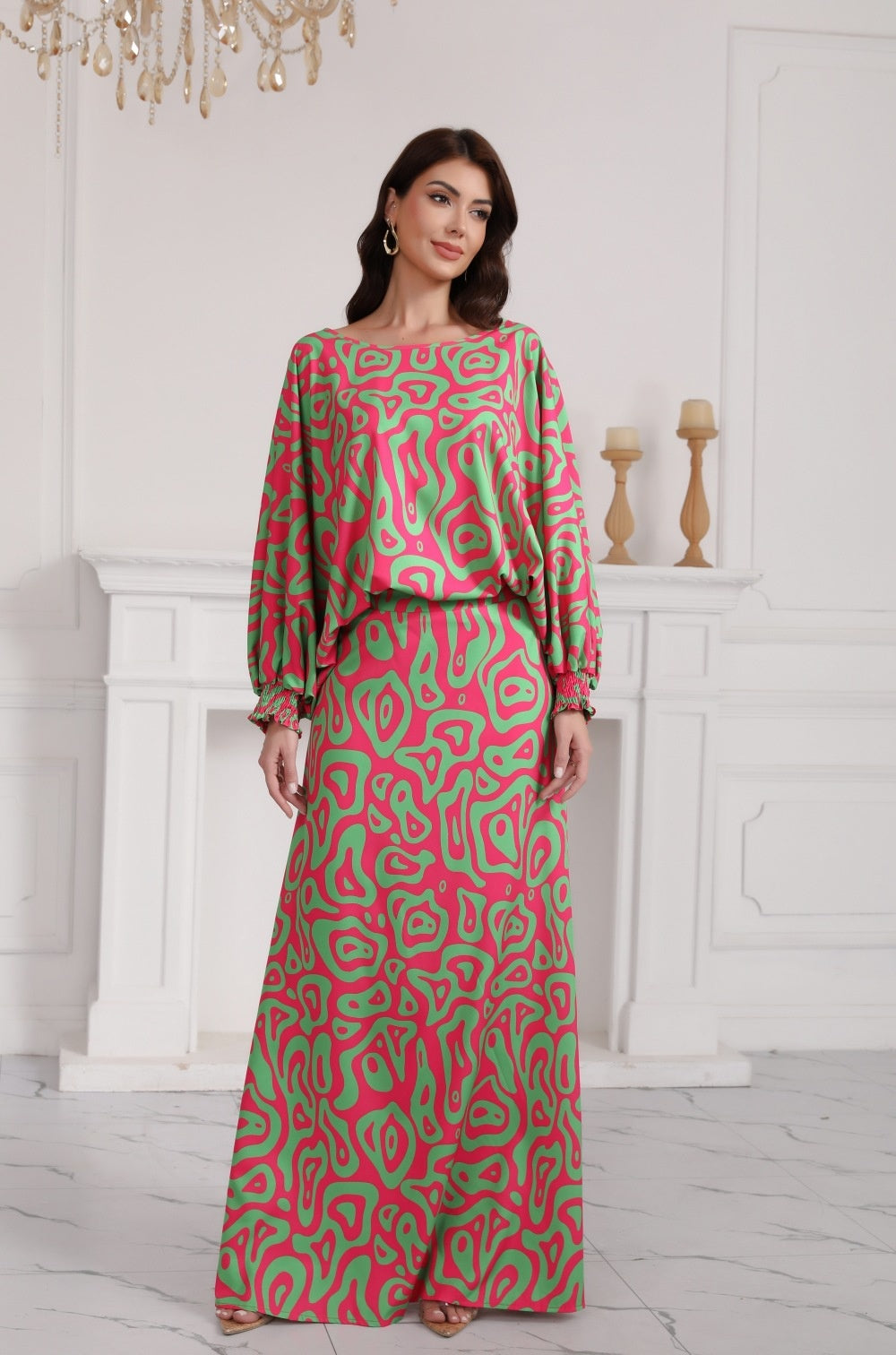 Plus Size Printed Skirt with Geometric Pattern for Casual Style