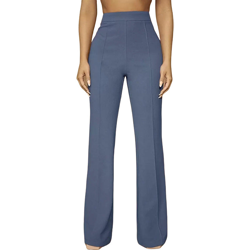 High Waist Casual Business Trousers with Pocket Design