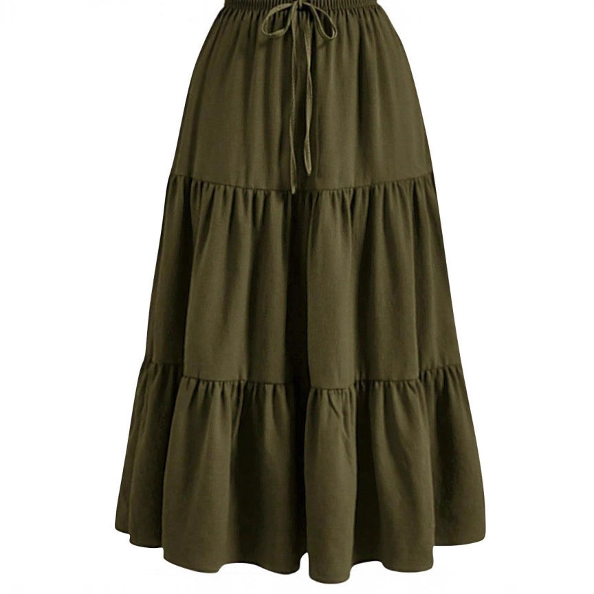 Ruffle Pocket Skirt with Solid Color Stitching for Stylish Outfits