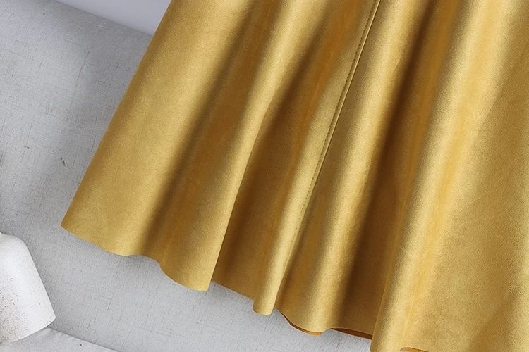 High Waist Slimming A-Line Umbrella Skirt with Pleated Design