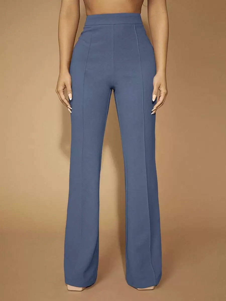 High Waist Casual Business Trousers with Pocket Design