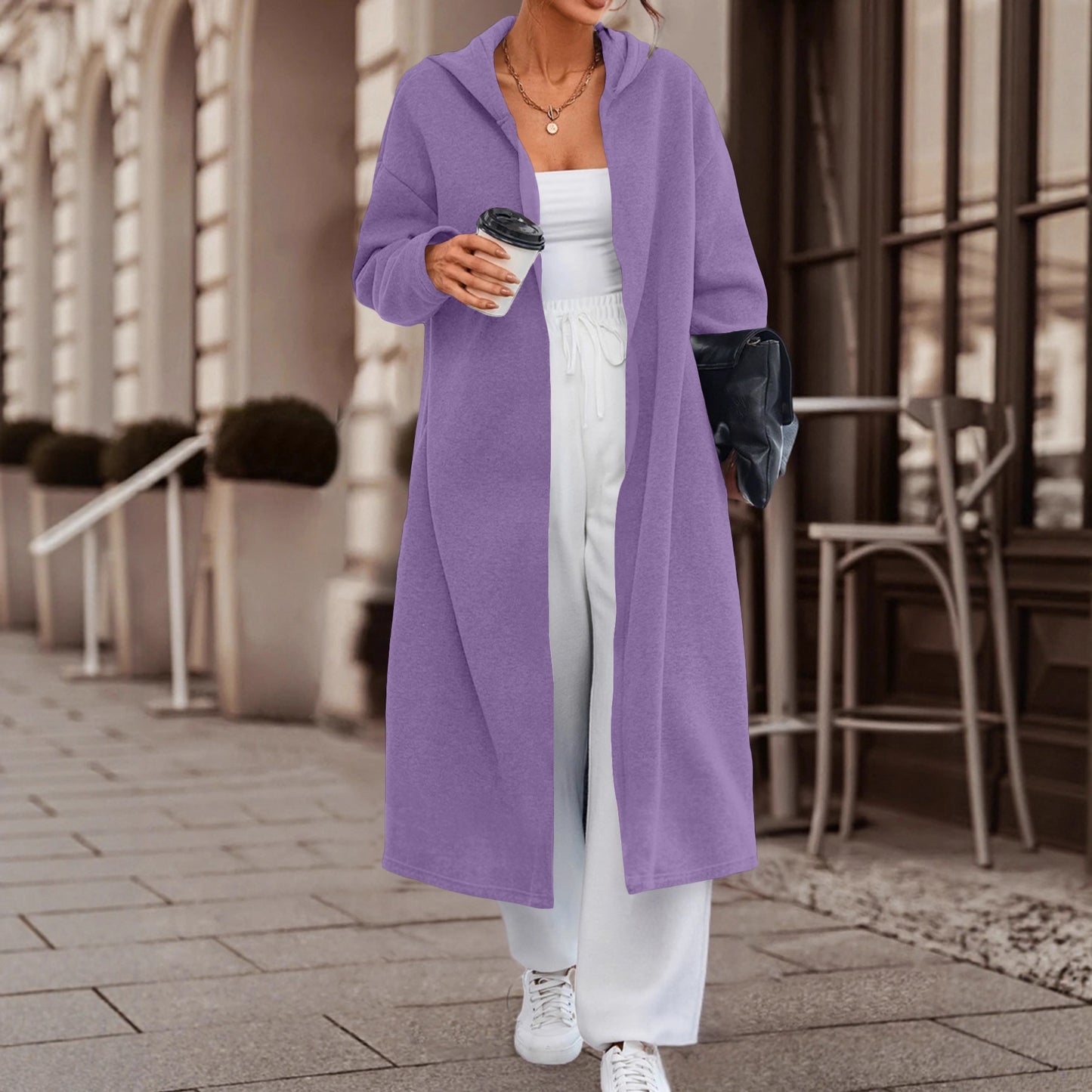 Long Cardigan Jacket with Versatile Colors and Cozy Fabric