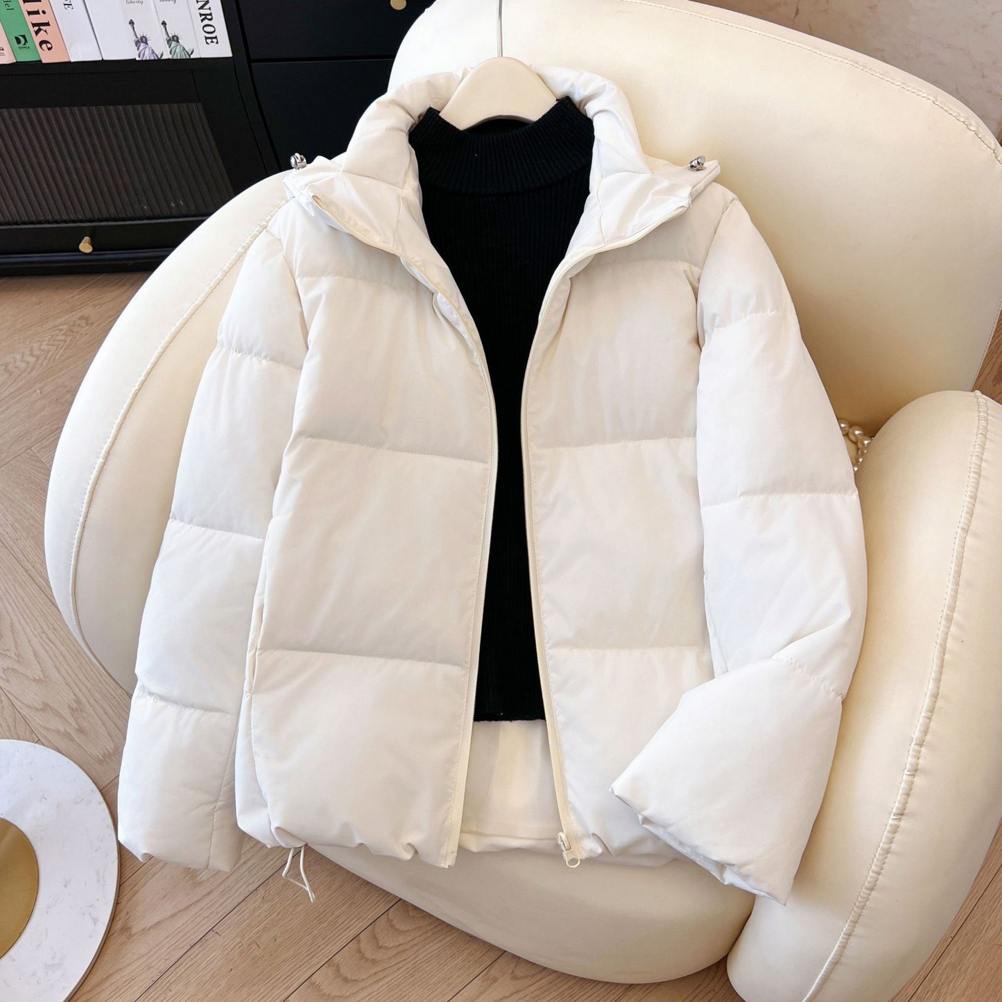 Down Cotton Jacket with Windproof Hood for Ultimate Comfort
