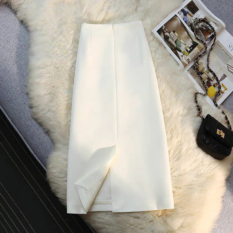 Mid-length Straight Skirt with Draping Effect for Effortless Style