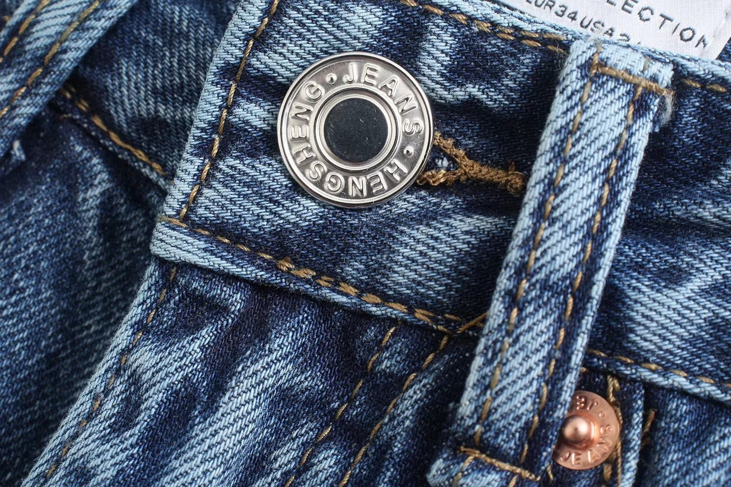 High Waist Loose Casual Denim Trousers with Straight-Leg Style