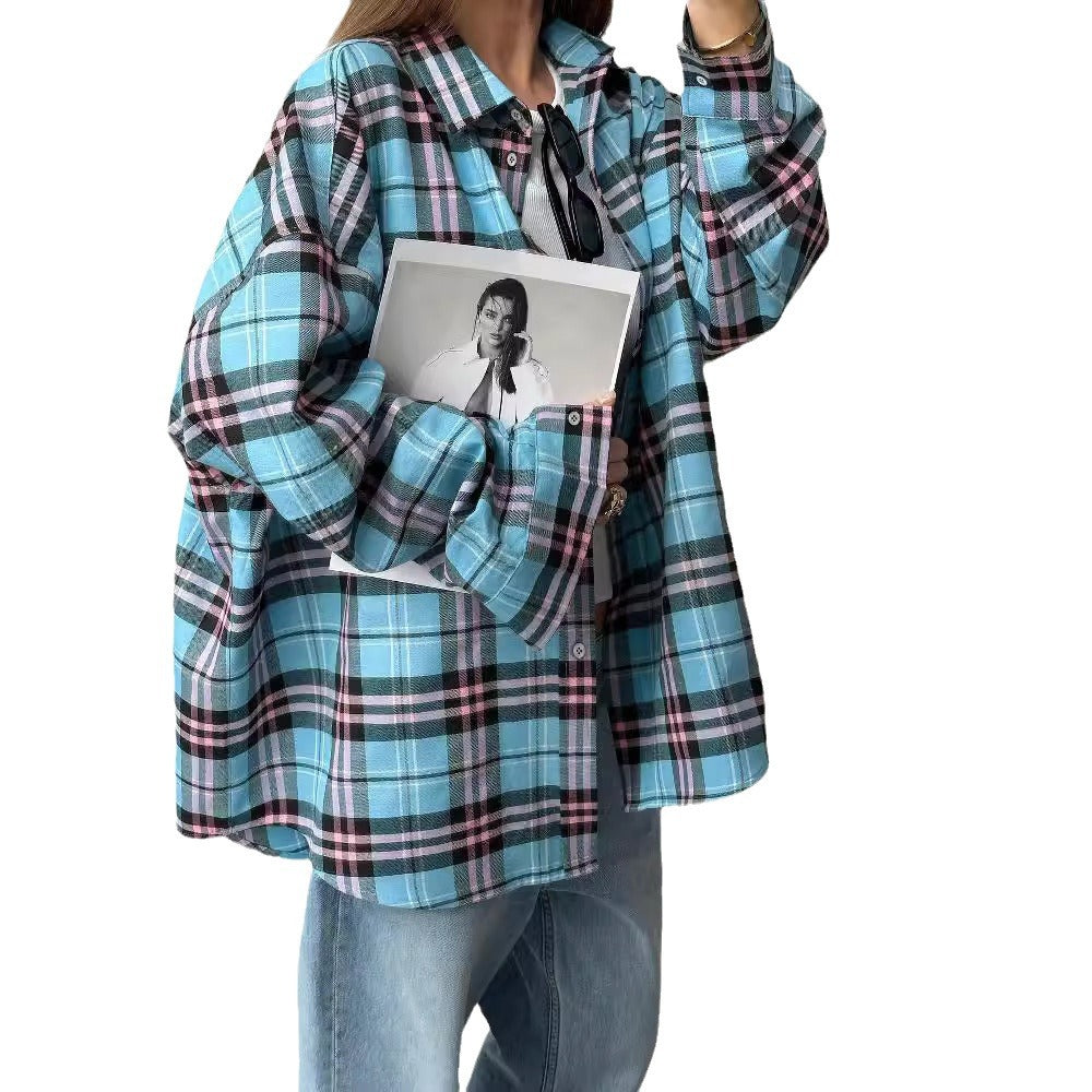 Casual Loose Design Plaid Shirt with Relaxed Fit for Effortless Style