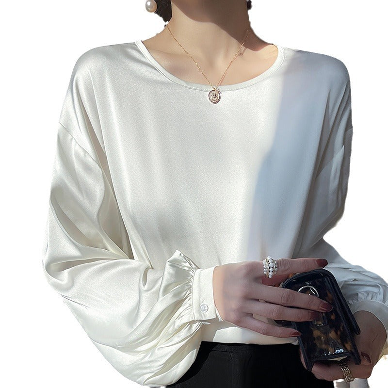 High-grade Round Neck Pullover T-shirt with Long Sleeves