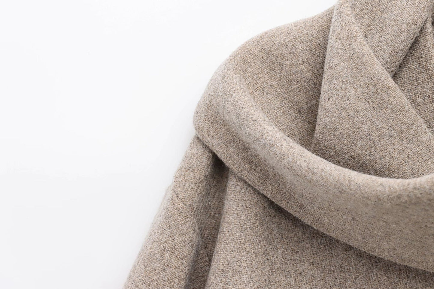 French Style Blended Scarf Coat with Faux Fur Collar