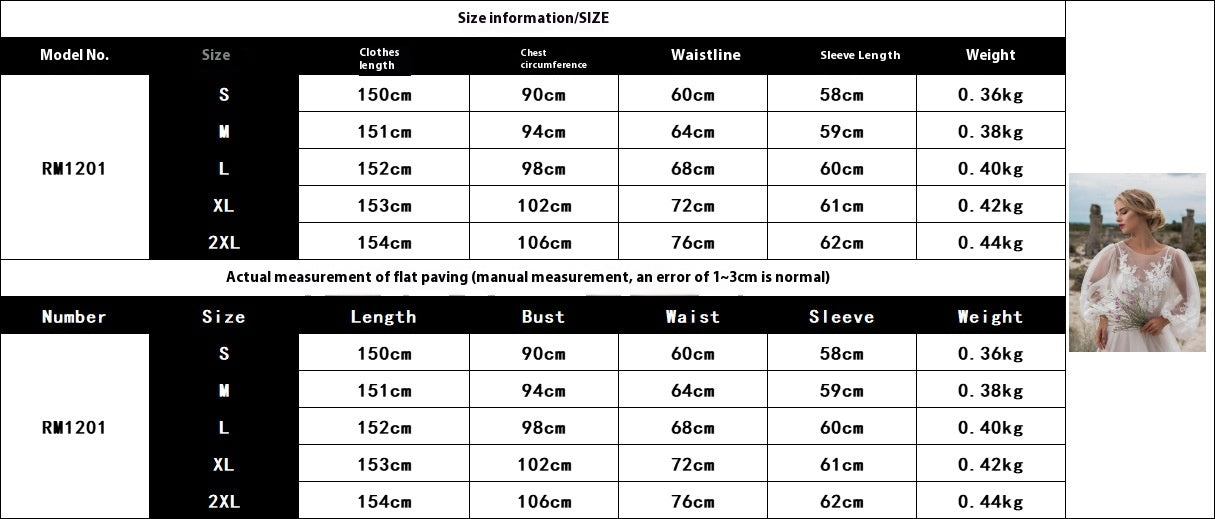 Round Collar Gauze Embroidered Dress with Elegant Long Sleeves