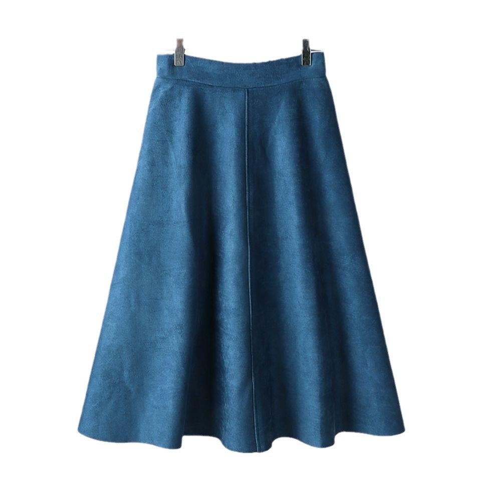 High Waist Slimming A-Line Umbrella Skirt with Pleated Design