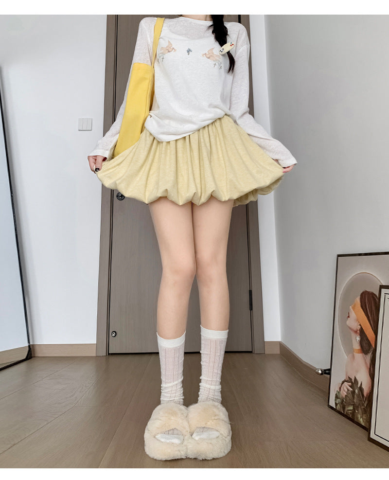 Crimp Slimming Skirt with High Waist and Pockets for Casual Style