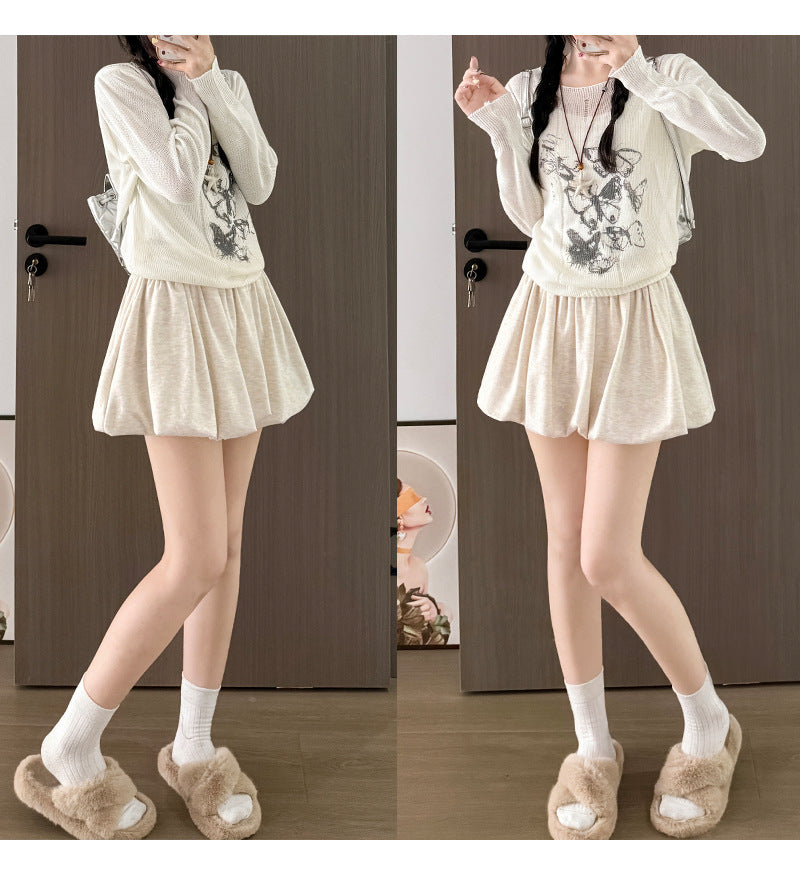 Crimp Slimming Skirt with High Waist and Pockets for Casual Style