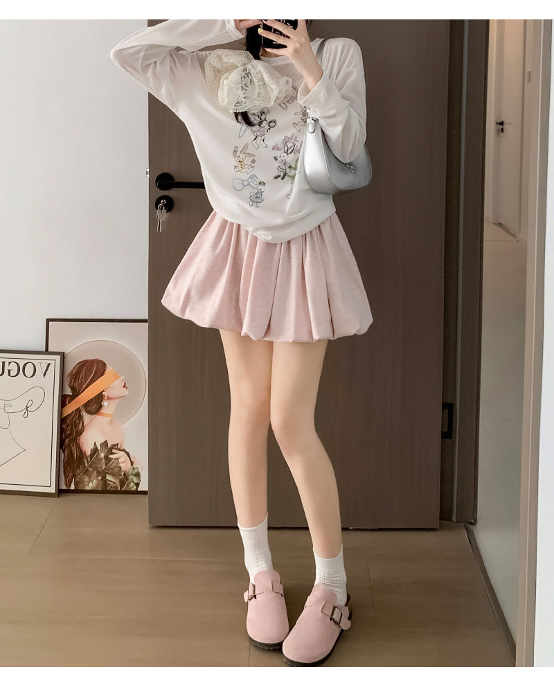 Crimp Slimming Skirt with High Waist and Pockets for Casual Style