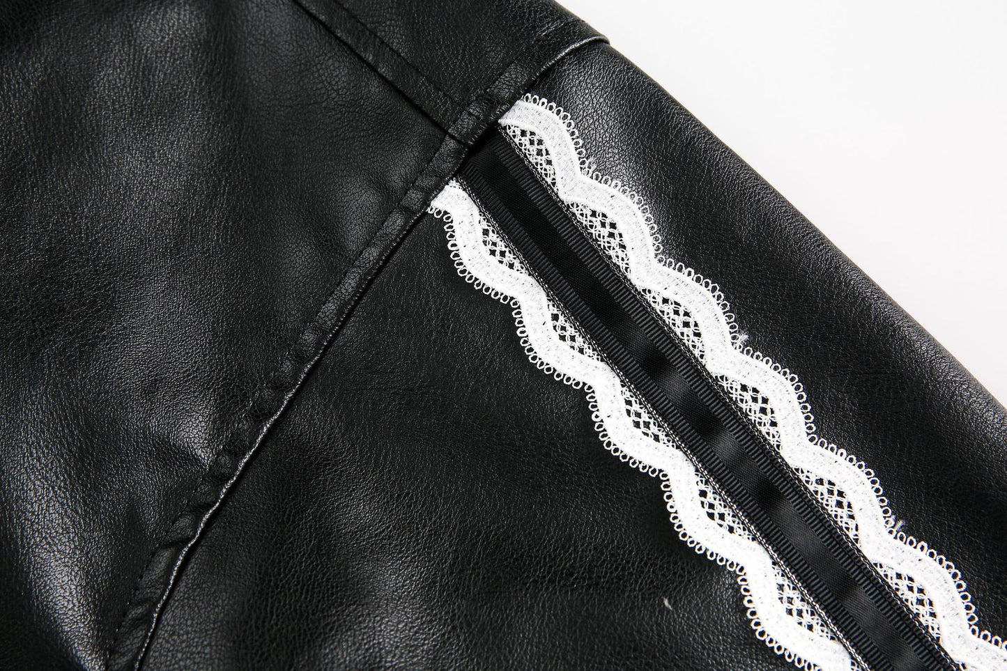 Lapel Jacket with Lace Embroidery and Cute Style Details