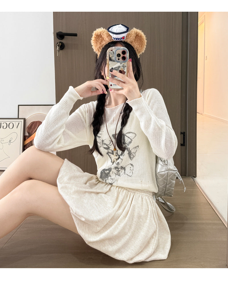 Crimp Slimming Skirt with High Waist and Pockets for Casual Style