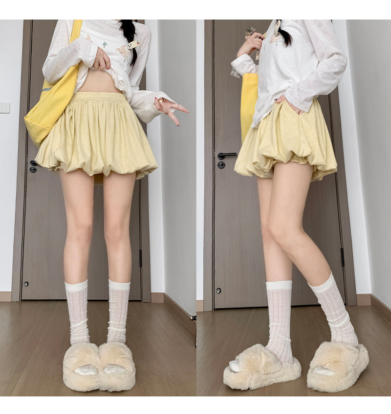 Crimp Slimming Skirt with High Waist and Pockets for Casual Style