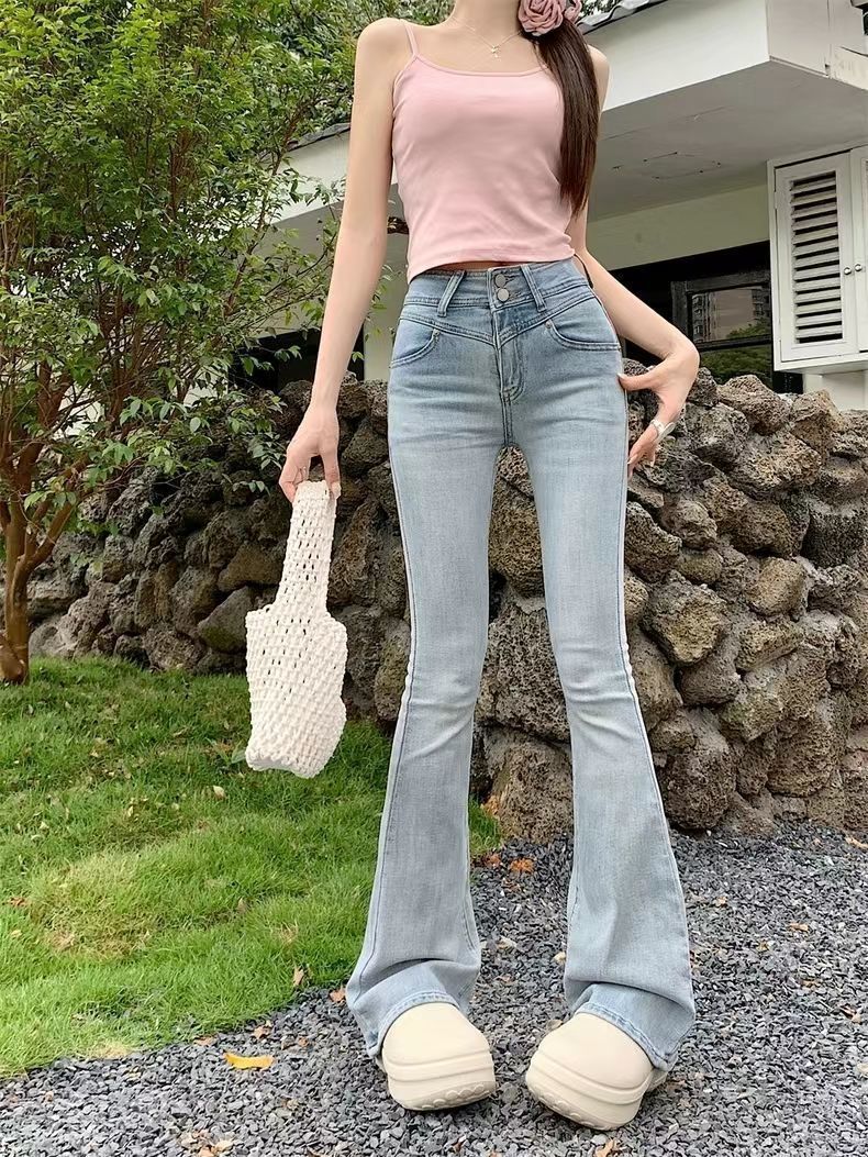 Skinny Jeans with High Waist Bow Design for Flattering Fit