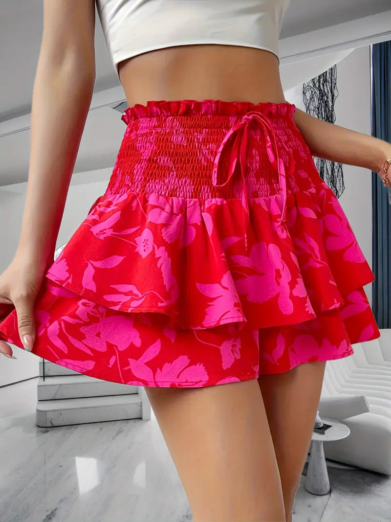 Casual Bohemian Dress with 3D Effect Printed Short Skirt