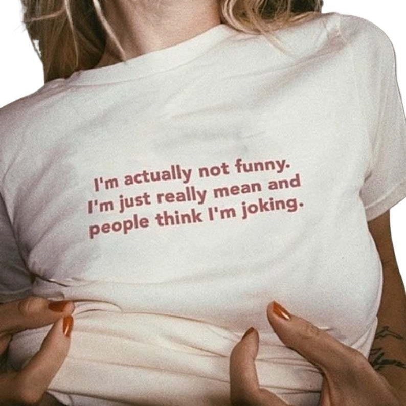 Cotton American Street Font Print Retro Loose Short Sleeve Top