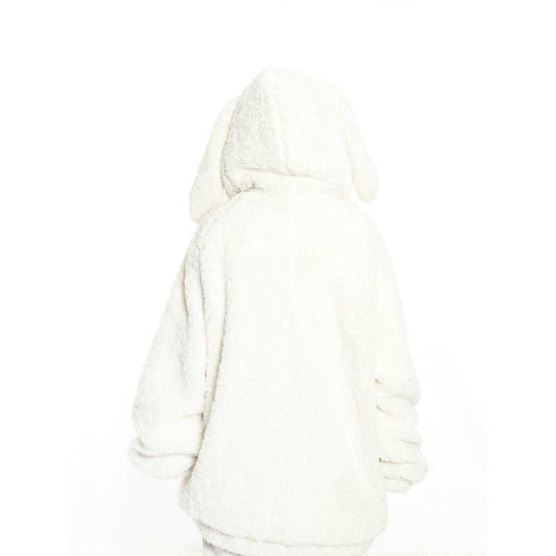 Cute Rabbit Hand Claw Big Ears Lamb Wool Coat with Zipper Detail