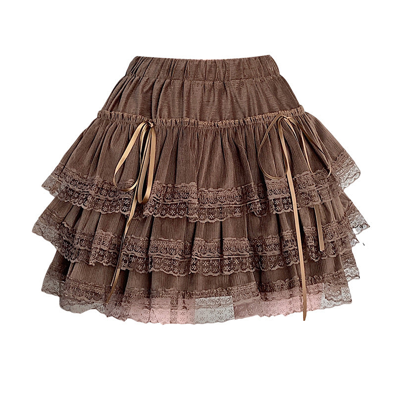 Ballet Style Lace Skirt with High Waist Bow Detail