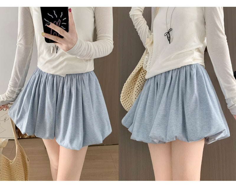Crimp Slimming Skirt with High Waist and Pockets for Casual Style