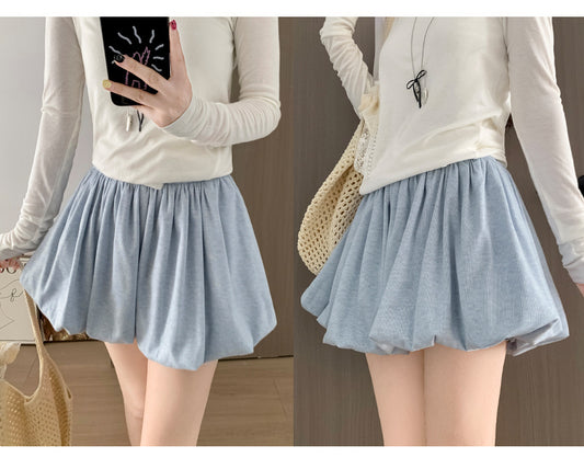 Crimp Slimming Skirt with High Waist and Pockets for Casual Style