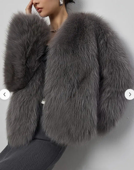 Artificial Fur Coat with Trendy Pocket Design for Stylish Outfits