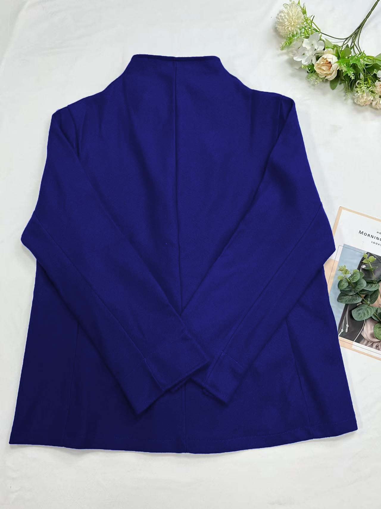 Minimalist Long Sleeve Lapel Button Slim-fit Woolen Coat