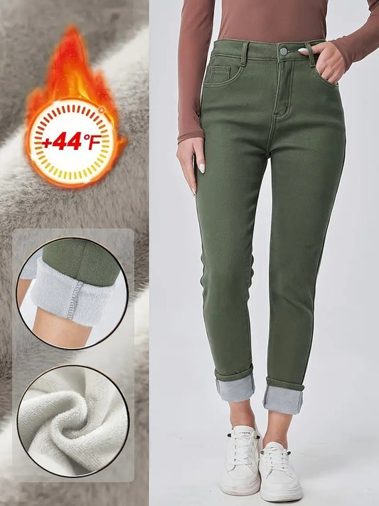 Skinny Denim Trousers with High Waist Design for Flattering Fit
