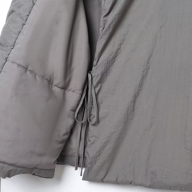 Double-breasted Kimono Coat with Casual Style and Lace-up Details