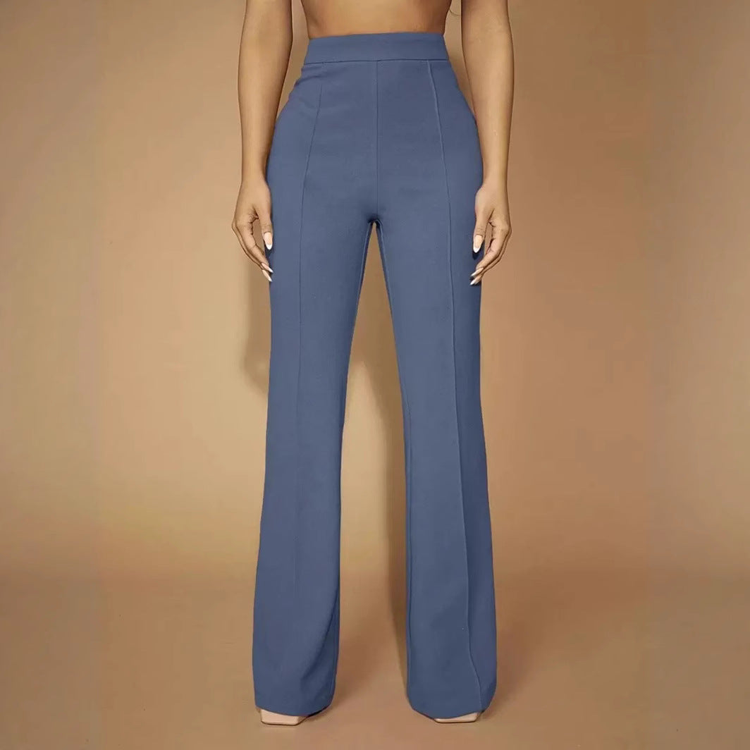 High Waist Casual Business Trousers with Pocket Design