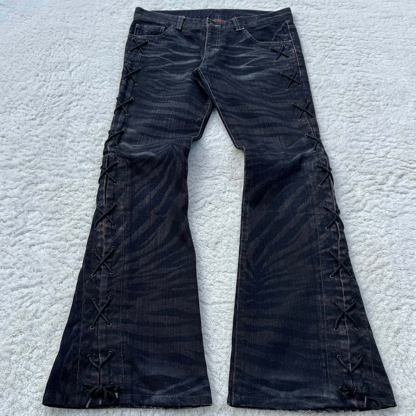 Embroidered Jeans with Unique 3D Design Bootcut Trousers