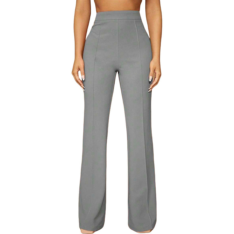 High Waist Casual Business Trousers with Pocket Design