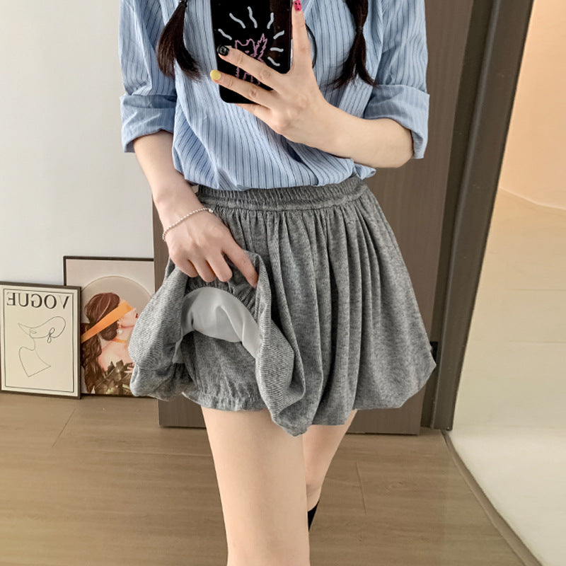 Crimp Slimming Skirt with High Waist and Pockets for Casual Style