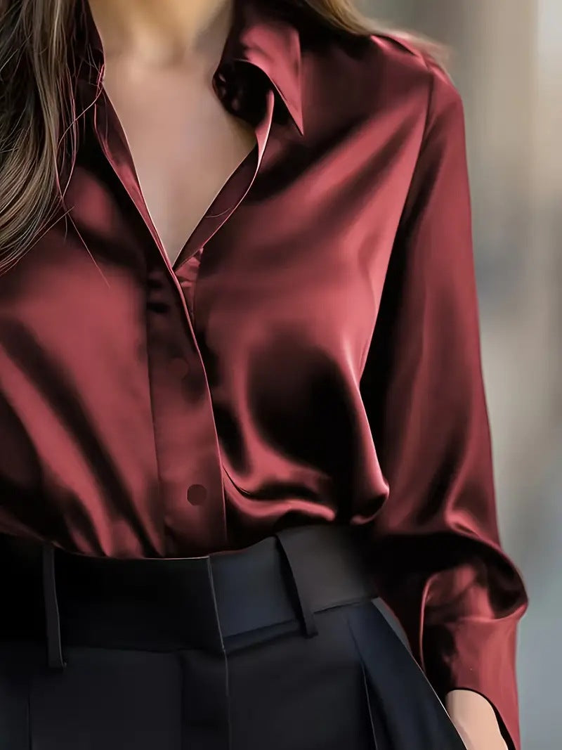 Long Sleeve Button Shirt with Solid Color Elegance for Every Occasion
