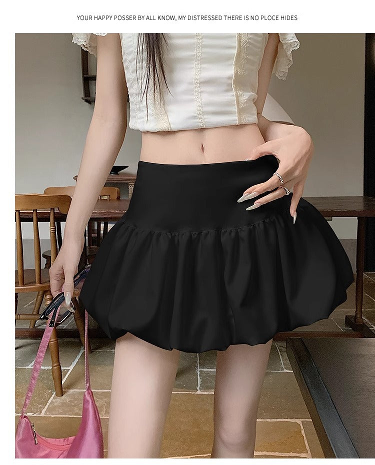 Ballet Style White Bud Skirt with Korean Fashion Charm