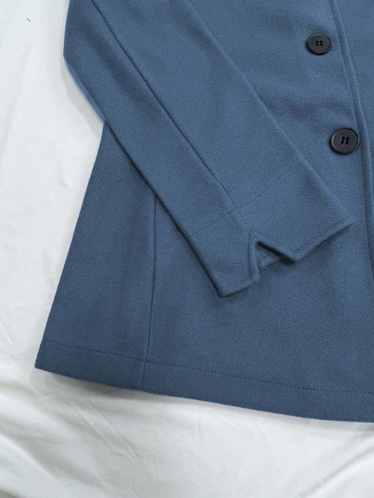 Minimalist Long Sleeve Lapel Button Slim-fit Woolen Coat