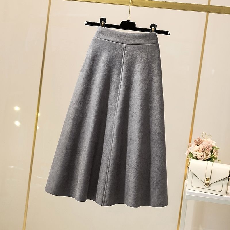 High Waist Slimming A-Line Umbrella Skirt with Pleated Design