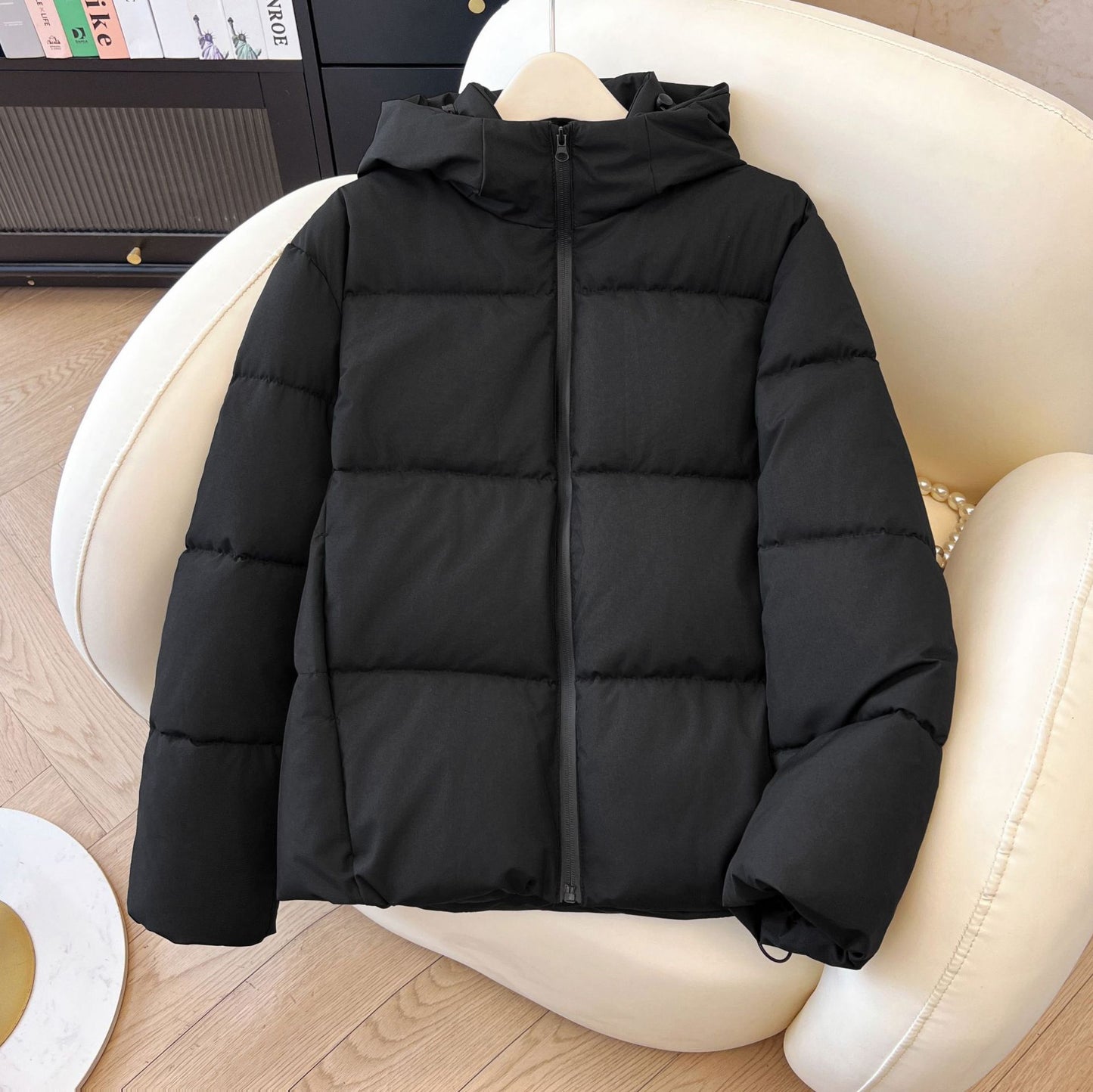 Down Cotton Jacket with Windproof Hood for Ultimate Comfort