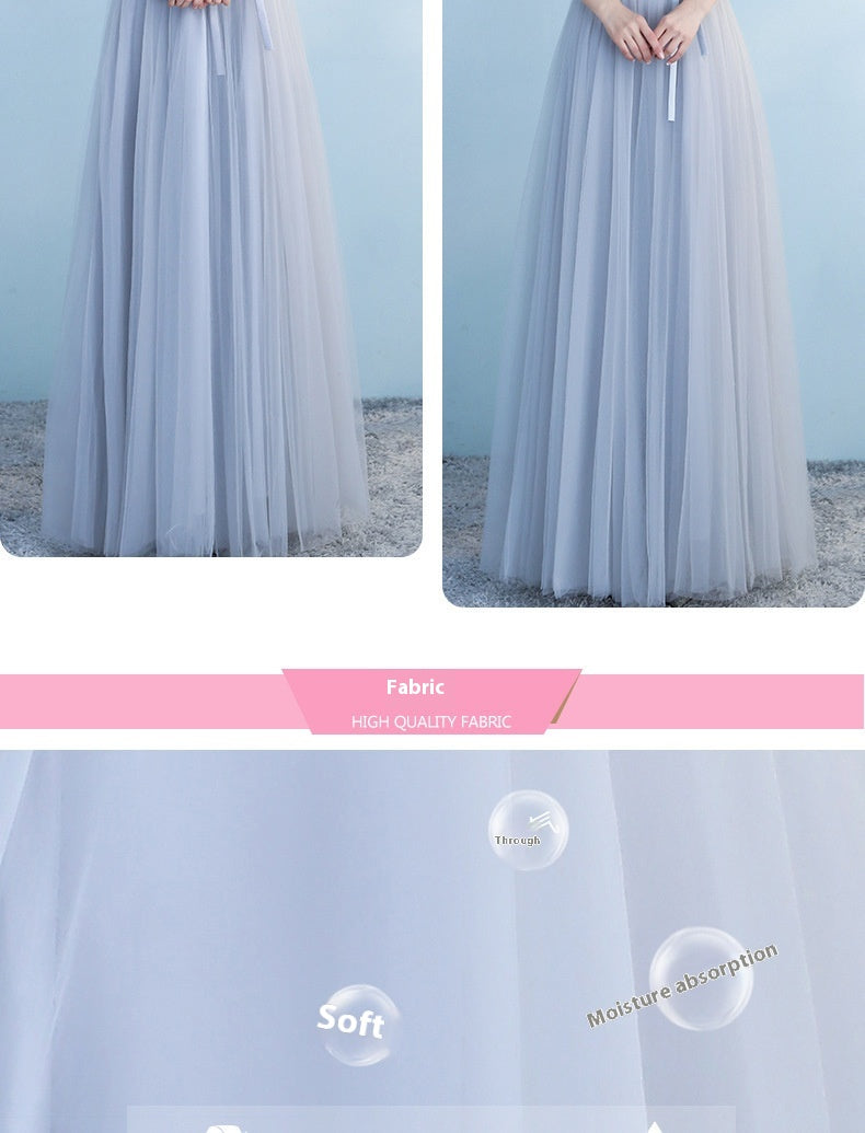 Long Bridesmaid Blue Dress with Adjustable Shoulder Straps