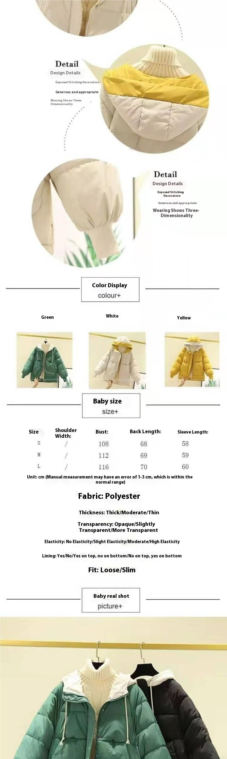 Short Winter Cotton Coat with Stylish Design for Students